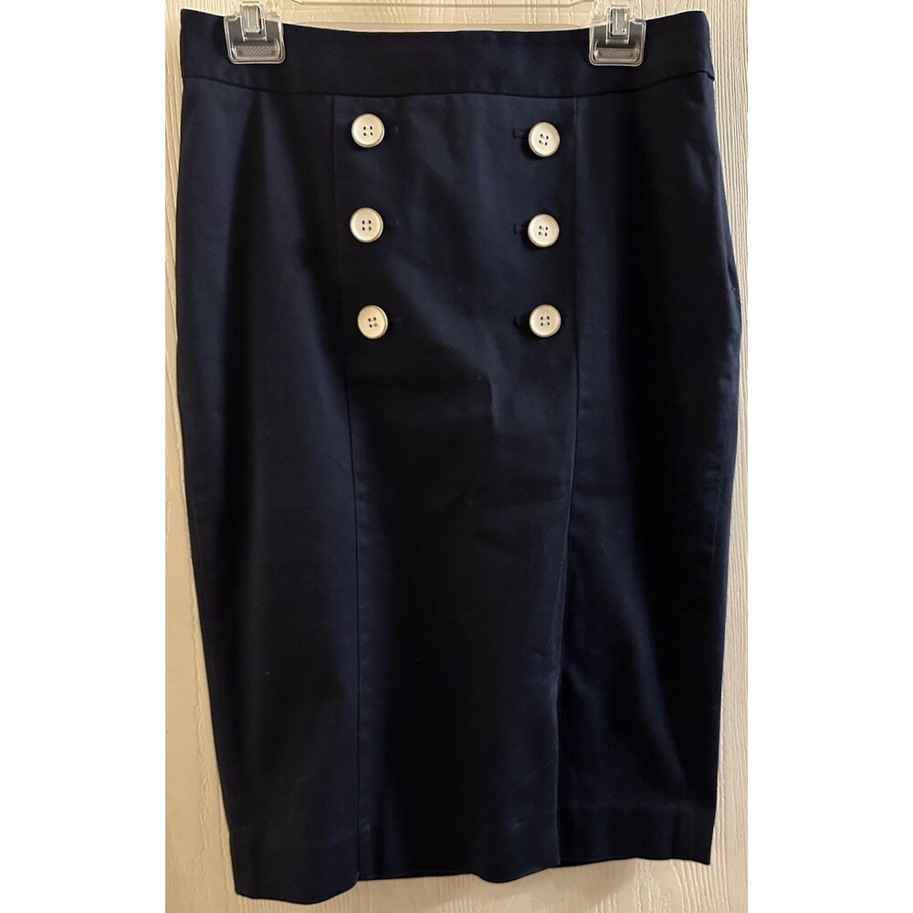 The Limited Skirt Sailor Pencil Midi Women size 8 Navy Blue Straight Pin Up